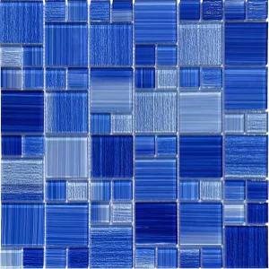 코발트 블루 유리 모자이크 타일 12X12인치 광택 및 선 풀 주방 백스플래시 욕실 경계 샤워 월 워터라인