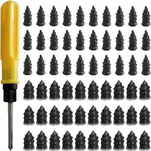 GAOLAOSY 60PCS 타이어 수리 고무 못 드라이버 박스가 포함된 진공 나사 키트 셀프 서비스 자동차 펑크