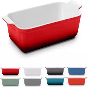 로잘리니 시그니처 스톤웨어 로프 팬 완벽한 베이킹과 빵 만들기를 위한 논스틱 1파운드 딥 레드