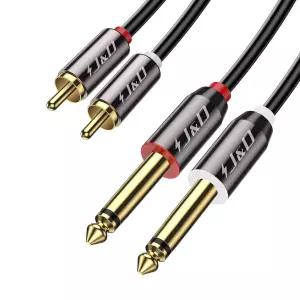 J D 1/4에서 RCA 케이블 금 도금 구리 쉘 헤비 듀티 2X6.35mm TS에서 듀얼 스테레오 오디오 인터커넥트