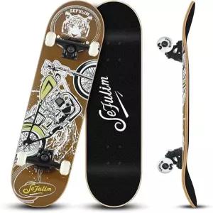 세플림 31 x 8 인치 완전 스케이트보드 7 레이어 캐나다 메이플 더블 킥 덱 오목 크루저 트릭 남자 청소년