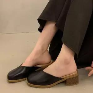 로퍼 블로퍼 운동화 3컬러 미들힐 레더 여자 뮬 통굽 페미닌