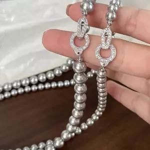 [콩심팥심]TBZ 포인트 고리 패션 쉘비즈 지르코니아 목걸이 흑진주