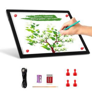 A4 무선 배터리 구동 라이트 패드 TOHETO 트레이싱 박스 밝기 조절 가능 충전식 LED 보드 아티스트 잉 스케치 엑스레이 보기용 휴대용