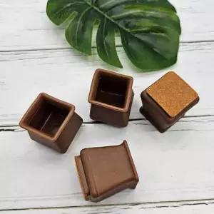 의자다리커버 실리콘의자발캡 갈색 사각 소형 1세트 4P