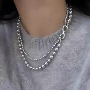 [오너클랜]TBZ 포인트 목걸이 패션 흑진주 지르코니아 고리 쉘비즈