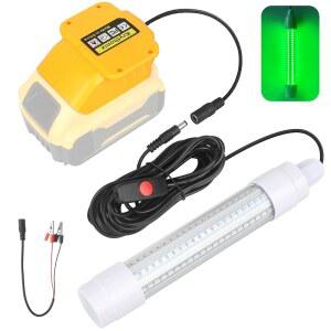 듀알트 20V 배터리와 호환되는 크리토닉스 수중 그린 낚시 조명, 크래피 및 오징어 유인용 수중 LED, 13W, 1512루멘, 그린 도크 조명(배터리 없음)