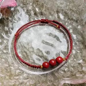 TBZ 삼심홍 붉은행운팔찌A5 소원팔찌 길이조절가능 매듭