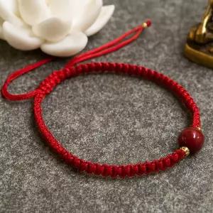 TBZ 일심홍 붉은행운팔찌A6 소원팔찌 길이조절가능 매듭