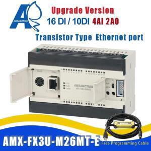 업그레이드 버전 AMX-FX3U-26MT-E 이더넷 PLC Mitsubishi MELSEC 트랜지스터 출력 4AI/2AO 16DI/10DO PNP M