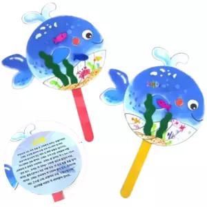 4인 원형 종이 고래부채꾸미기 여름 부채만들기 키트 손 행사