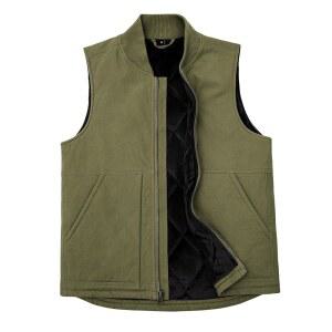 남성용 북극 퀼팅 안감 오리 조끼 워싱 풀 집업 유틸리티 러기드 캔버스 워크 재킷