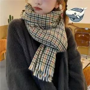 토끼털목도리 포근한 체크 머플러 겨울 스타일링 필수템