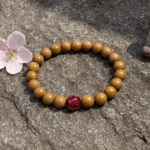 [에이치플러스몰]TBZ 연화도 A1복숭아나무 경면주사 염주팔찌8mm 남녀공용