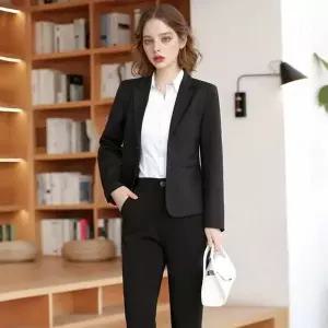 [에이치플러스몰]TBZ 블랙 여자 긴팔 면접정장 세트(자켓 셔츠 바지) 교복