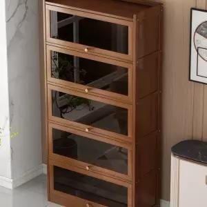 현대적이고 클래식 우드 유리문 수납장 책장 장식장