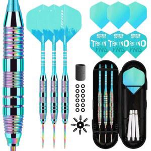 트레신드 다트 메탈 팁 세트 3 알루미늄 샤프트 전문가 스틸 + 추가 비행 플라스틱 초보자 또는 교체 22g