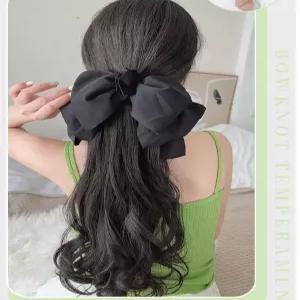 리본 핀 부분가발 포니테일 가발 집게 웨이브 긴머리