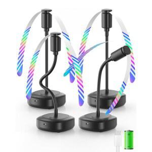 Edvision 4팩 푸드 테이블 선풍기, 2000mAh USB 전원 충전식 유연한 구스넥과 부드러운 칼날이 있는 휴대용 바비큐, 파티오, 파티용 선풍기