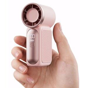 가이아탑 휴대용 미니 선풍기, LED 디스플레이 포함 6단 16900RPM 고속 개인용 USB 충전식, 메이크업용 랜야드 여행용, 여성용 야외 핑크