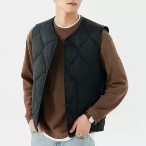 남성조끼 라운드 미니멀 남성 웨이브 누빔 조끼 가을아우터 패션 남자 데일리