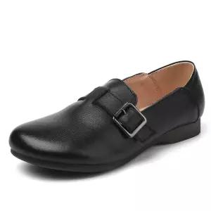 EAMT 여자 플랫 봄가을 리얼가죽 화 빅사이즈 둥근코 가보시 작은구두 컴포트다크힐 YJ3