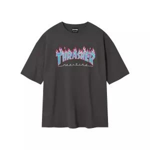 THRASHER 플레임 반팔 티셔츠 차콜