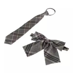 TBZ 교복몰 핑크 그레이체크 넥타이 (백현중) 교복넥타이