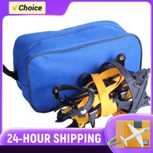 1세트 아이스 크램폰 스테인레스 스틸 10 톱니 클라이밍 키트 하이킹 등산 낚시 조깅을 타입 휴대용 가방으