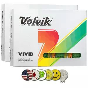 새로운 Volvik Vivid 멀티 퍼포먼스 및 3피스 구조 독특하고 밝은 매트 컬러 마감 골프공. 5개의 볼 마커와