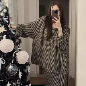 수피 면 여름 캐주얼 투피스 잠옷세트 우븐 오렌지 셔링 기본 하트 커플 잠옷 JEN2