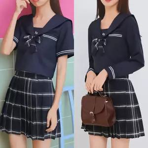 교복몰 네이비 포켓라인 세라복 블라우스 (반팔긴팔) IzD8+4uEe