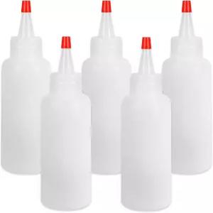 닌슐라 5Pcs 스퀴즈 병 레드 트위스트 탑 캡이 있는 4온스 플라스틱 조미료 소스 케첩 머스타드 시럽 오일