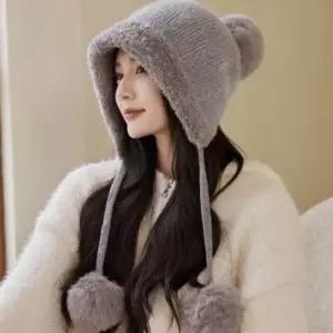 귀달이모자 여성 귀여운 겨울 왕방울 털모자 군밤모자 털벙거지