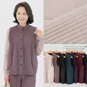 엄마옷 마미소 누빔 플리츠 조끼 국내생산 주름 단추 누빔 겨울 할머니 빅사이즈 40 70 마담 중년 여성 옷