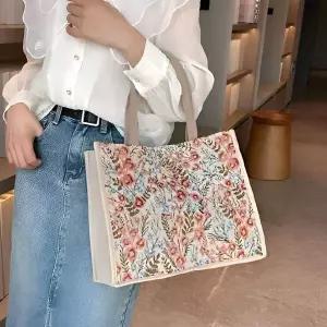 WL (BBT4) 캔버스 패턴 토트백 핸드백 버킷백 쇼퍼백 손가방 보부상 천