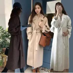 [SBD] 정장 모직코트 출퇴근 롱코트 하객룩 여성모직롱코트 사무실 허리끈