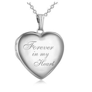 카이야오 각인 러브 하트, 사진 사진 사진 잠금 장치 펜던트 목걸이 14K 은도금 광택 피치 하트 목걸이 여성 남성용 마더 주얼리 선물