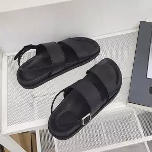 [하프클럽/]여성 검정 끈샌들 캐주얼 바닷가 비치 신발 데일리화