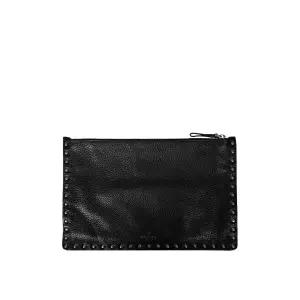 [중고명품비아르] 발렌티노 여성 락스터드 롤링 레더 클러치백 블랙 LW2P0269VQ1