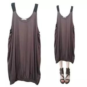 빅사이즈 원피스형 면 롱조끼  먹색 ab5775