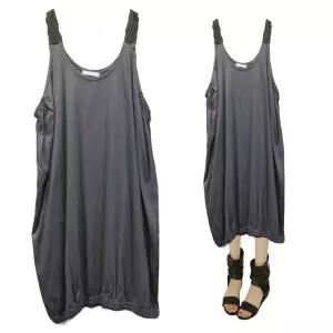 빅사이즈 원피스형 면 롱조끼 차콜 ab5775
