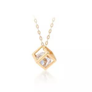 [미니아트]14K 금 골드 큐빅 사각 큐브 목걸이 펜던트