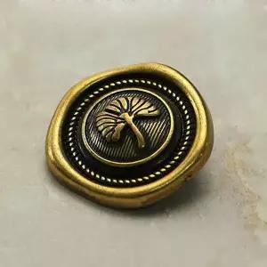 TBZ 고급 금단추 옷수선 엔틱 나뭇잎도안 양복 블랙17mm