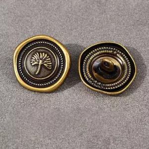 TBZ 고급 금단추 옷수선 엔틱 나뭇잎도안 양복 블랙20mm