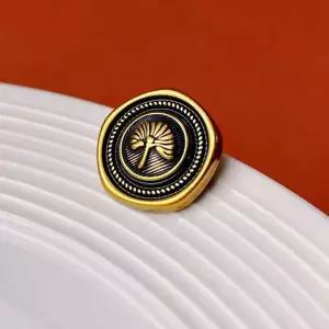 TBZ 고급 금단추 옷수선 엔틱 나뭇잎도안 양복 블랙23mm