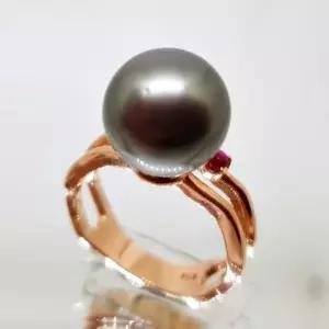 11mm타히티흑진주반지(루비세팅 3.4g JC)