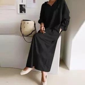 데일리 포켓 롱티셔츠 원피스 브이넥 후드면원피스 (HSJ-WFI0P9O)