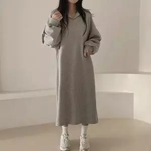 원피스 바캉스 휴양지 기모 롱 오버핏 데일리 긴팔 (HSJ-WFG36IQ)