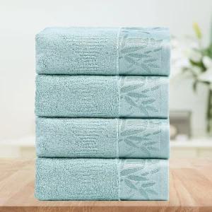 DIGEU 면 선물 목욕 타월 욕실 고흡수성 세트 퀵 드라이 럭셔리 소프트 호텔 여성 남성용 빈 그린 4